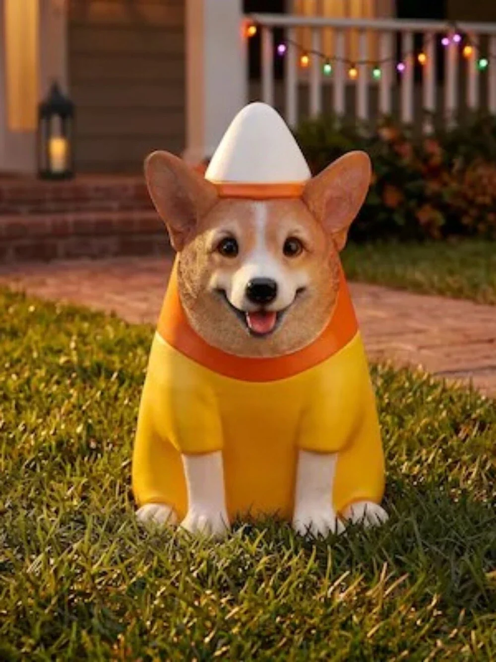 Corgi Lighted Candy Corn Halloween Decor New